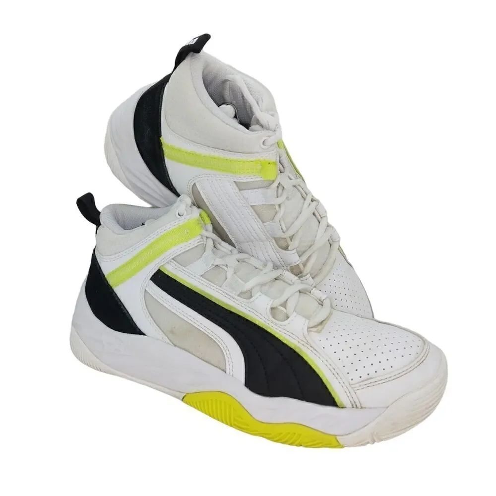Puma Rebound Future Evo Core Mens Pre-owned White/Black/Yellow Sneakers - sz. 7